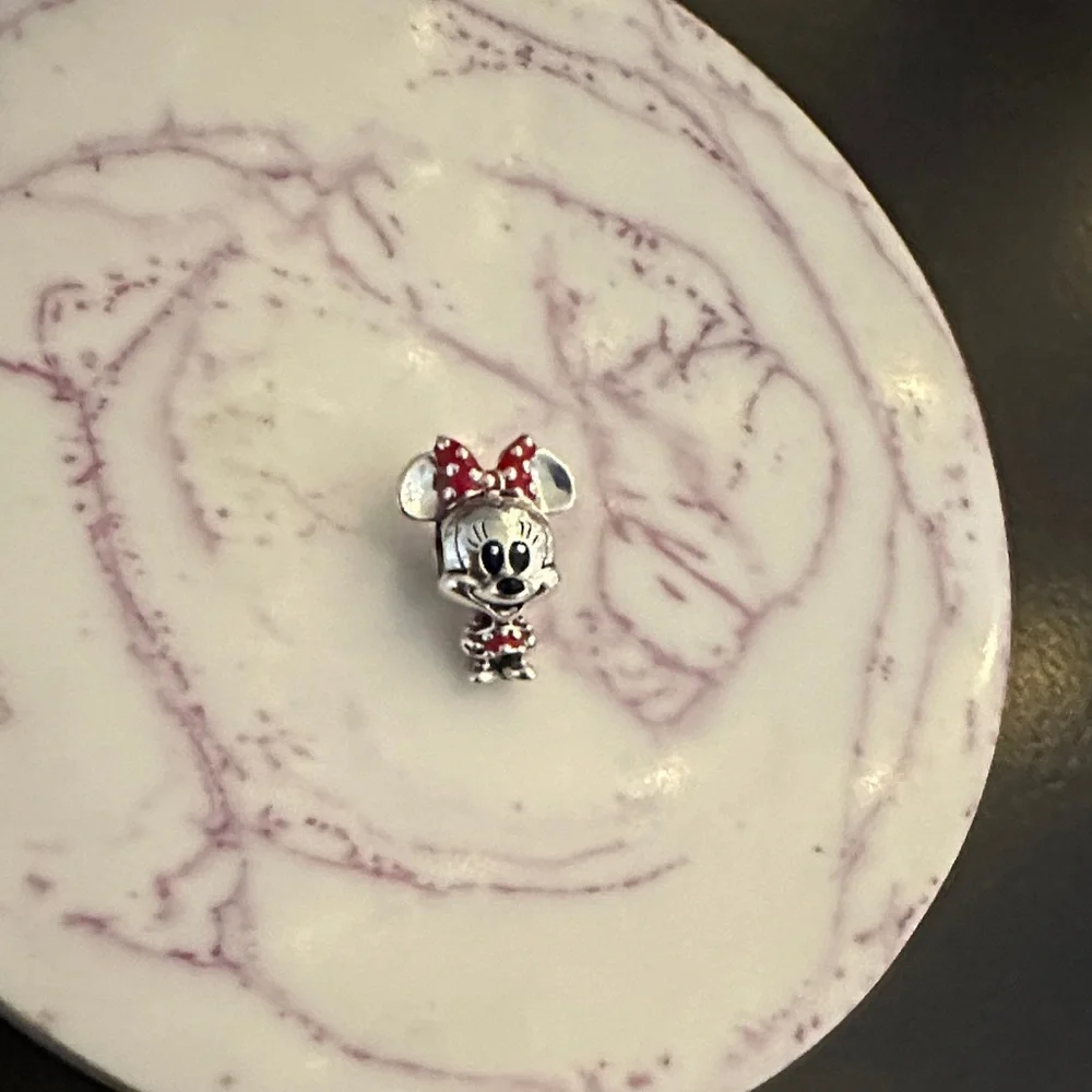 Minnie Mouse Red Bow Sterling Charm